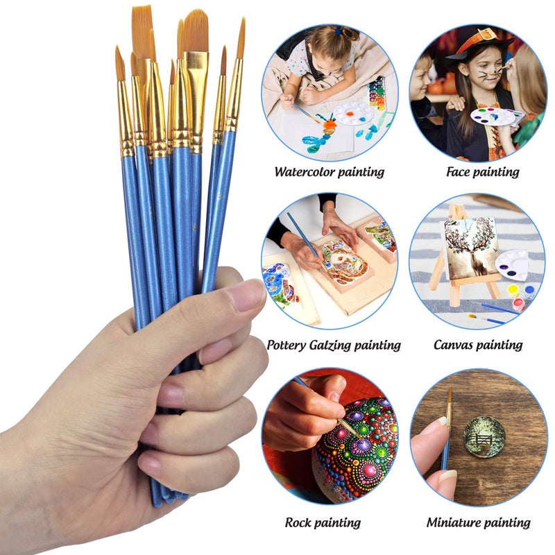 DUGATO Artist Paint Brush & Palette Set - 20 Nylon Brushes (Assorted Sizes & Shapes) with 5 Mixing Trays - Ideal for Acrylic, Watercolor, Oil & Gouache Painting - Image 4